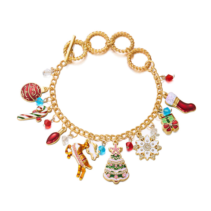 Wholesale Christmas gold chain snowflake elk snowman Christmas tree multi-accessory necklace bracelet jewelry set