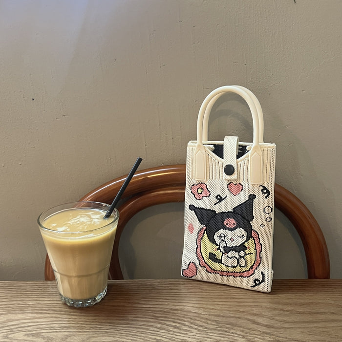 Wholesale Mobile Phone Bag Wool Knitted Small Square Bag  Small Bag Contrast Color