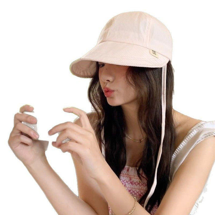 Wholesale Sunshade hat, women's fisherman hat, striped lightweight folding duck tongue hat