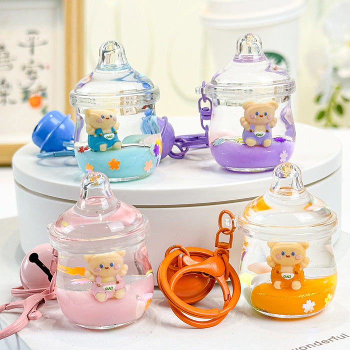 Wholesale bottle bear key chain bag pendant cute bear key chain small jewelry