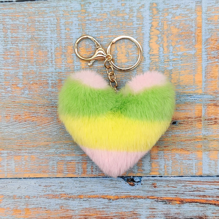 Wholesale Striped Love Plush Peach Heart Keychain Car Keychain Bag Plush Pendant