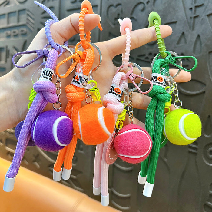 Wholesale Colorful Smiley-Face Tennis Ball Car Keychain
