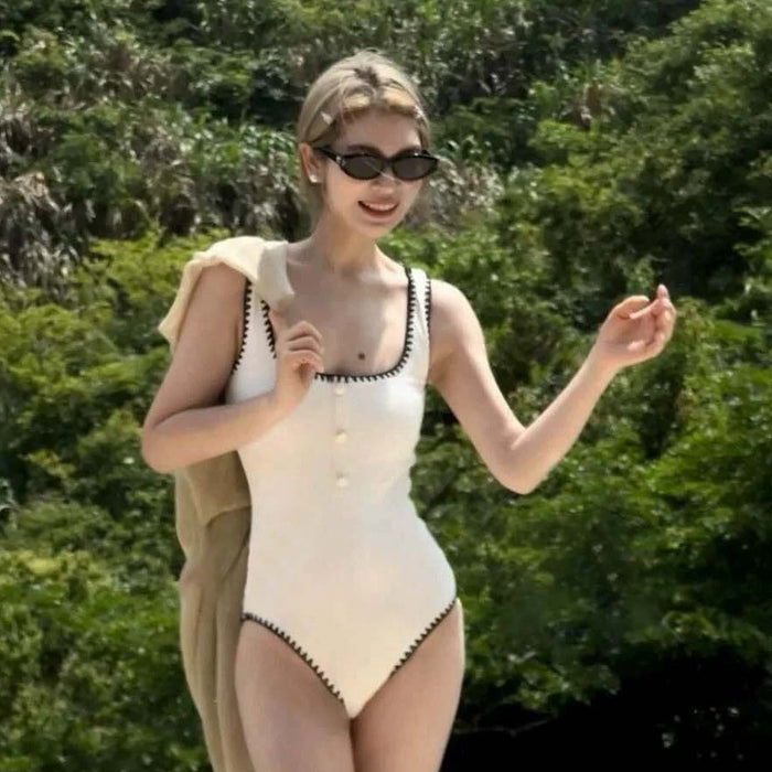 Wholesale New Island Vacation Simple Fashion Shoulder Strap One piece Bikini Sexy Seaside Beach Hot Spring Swimsuit