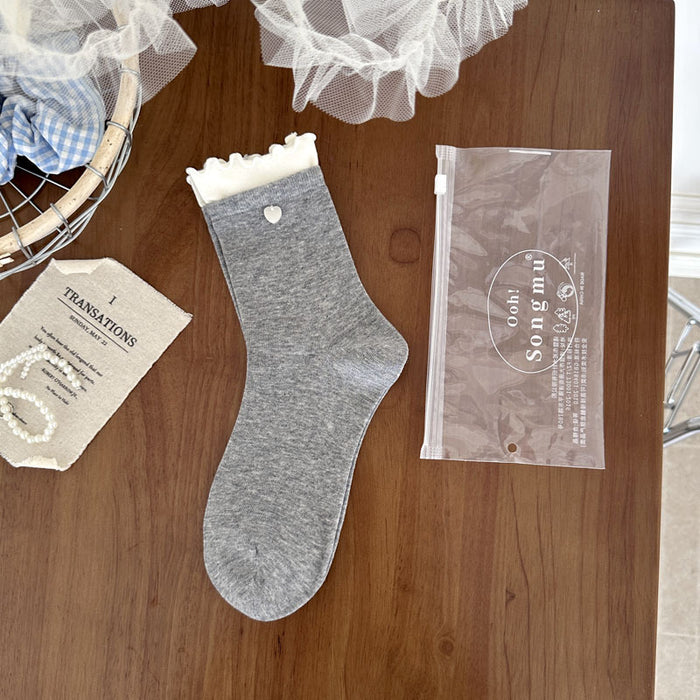 Wholesale Boneless socks, thin, versatile, mid tube, shell buckle, stacked socks, individually packaged