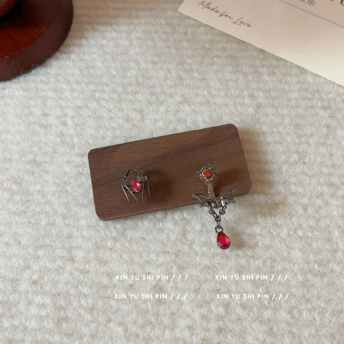 Wholesale Zircon spider earrings, niche design, bat earrings