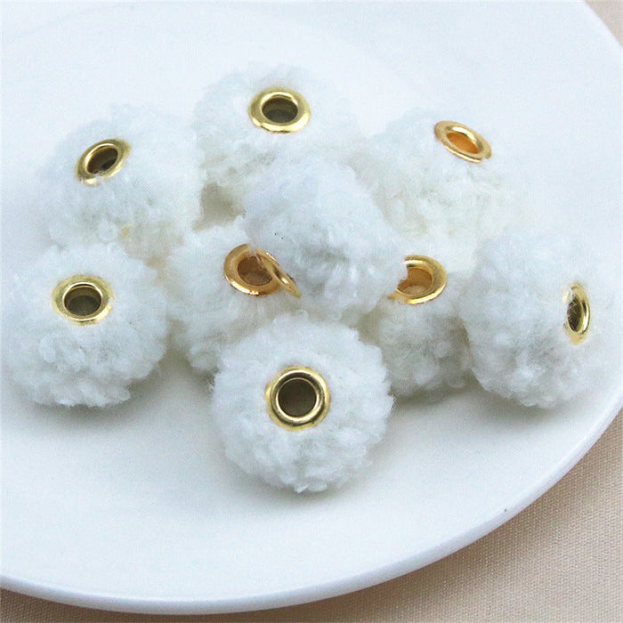 Wholesale 10PCS Straight Hole Teddy Fur Ball Beads Loose Beads Fabric Accessories JDC-BDS-JinYan001
