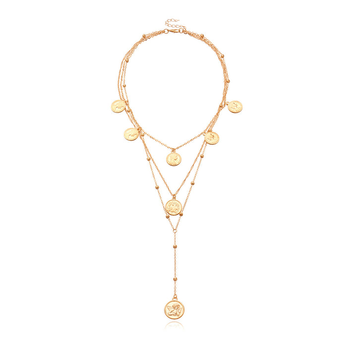 Wholesale Necklace accessories, hollowed out flower cross necklace, high-end and exquisite layered collarbone chain