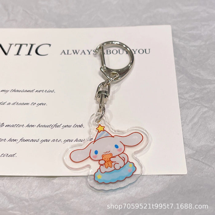 Wholesale Double-sided Keychain Cute Cartoon Book Bag Pendant Transparent Pendant Acrylic Key Ring for Men and Women