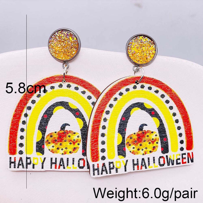 Wholesale  Wooden Earrings Pumpkin Forest Skull  Web Earrings