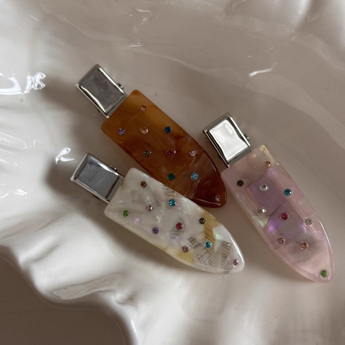 Wholesale Sweet and exquisite colored diamond hair clip with side bangs clip