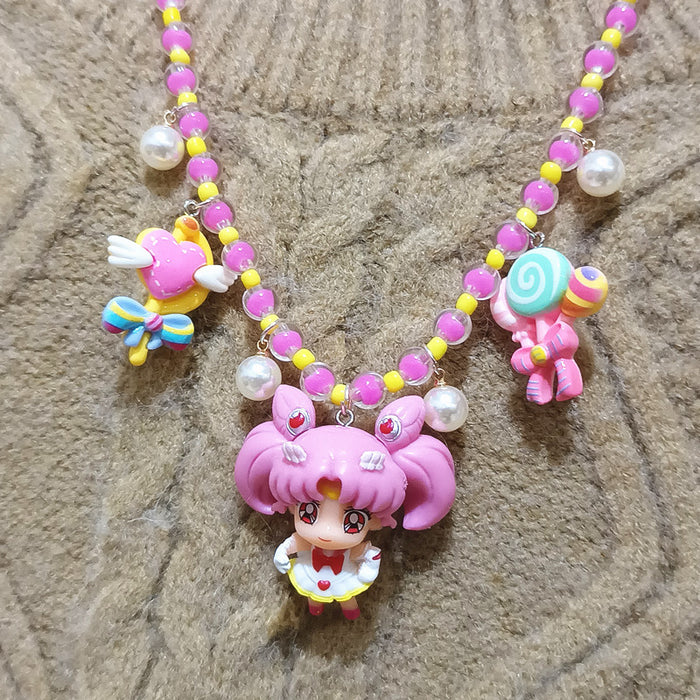 Wholesale Hand-made Crystal Beaded Cartoon Little Rabbit Gift Neck Chain Clavicle Chain Short Necklace Neck Chain for Women