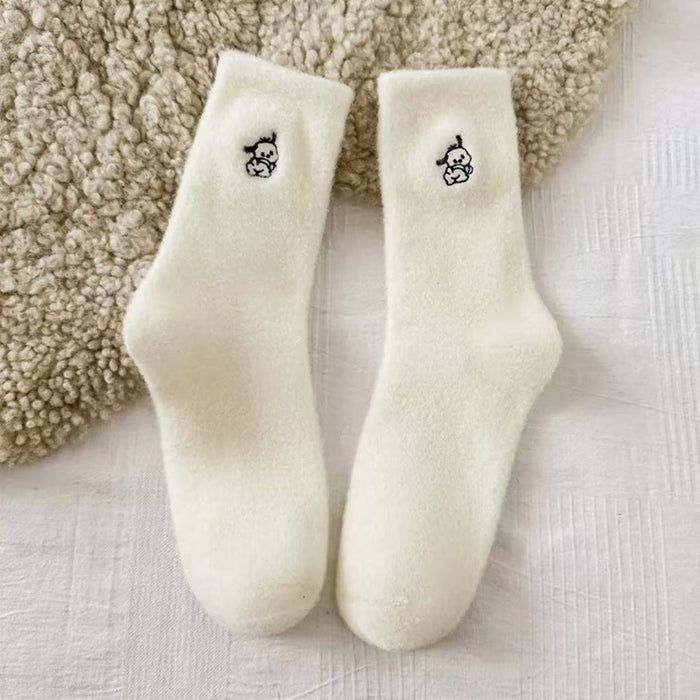 Wholesale Embroidered socks with thick velvet and cute embroidery sleep socks