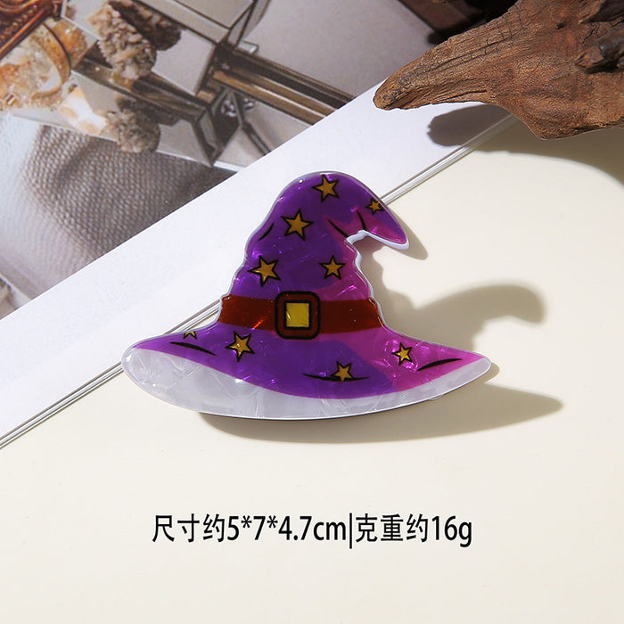 Wholesale Halloween imitation acetate  funny dark style shark clip personality creative pumpkin hairpin ghost clip