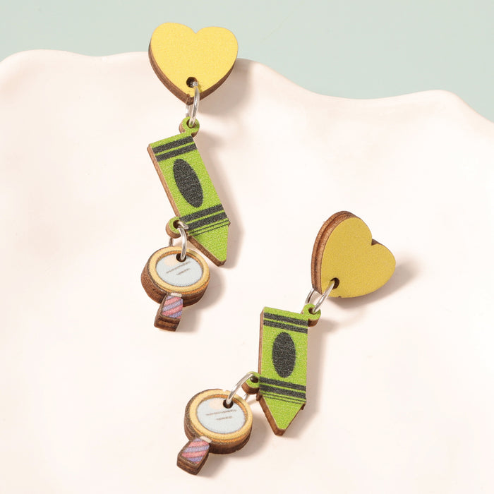 Wholesale handmade new wooden earrings cross-border personality sweet earrings