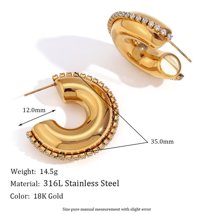 Wholesale Fashionable and versatile retro niche earrings made of stainless steel gold-plated irregular geometric heart-shaped earrings