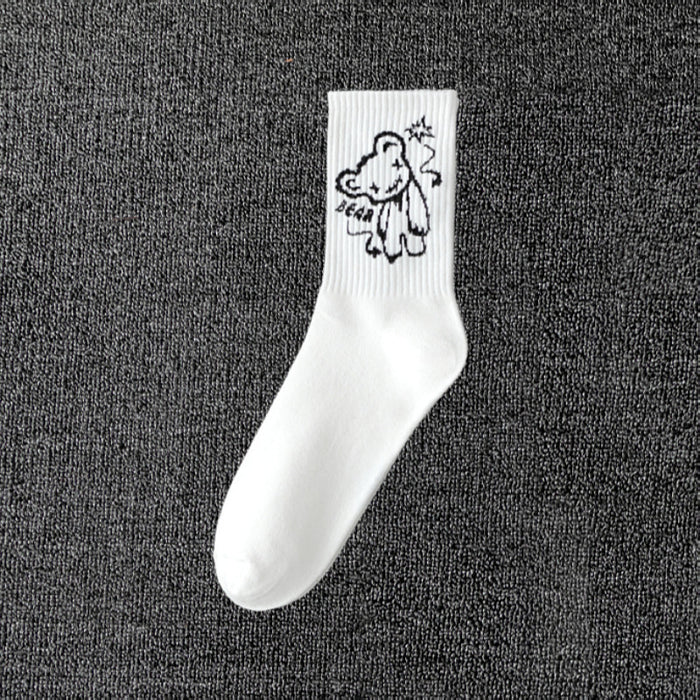 Wholesale men' s deont mid-calf socks black and white cotton socks women' s summer sports basketball socks