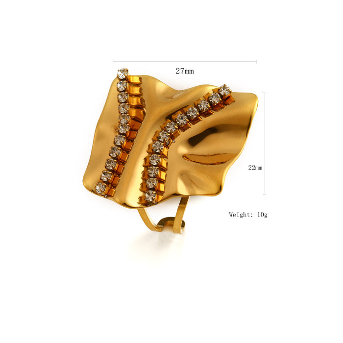 Wholesale Fashionable and flamboyant zircon ring, stainless steel color preservation popular retro women's open mouth ring wholesale