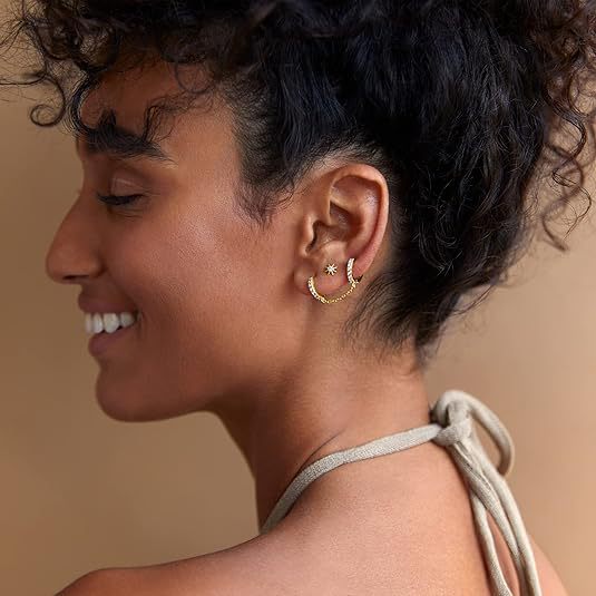 Wholesale Earrings Double Piercing Dangle Earrings Set with Embedded Zirconia for Women