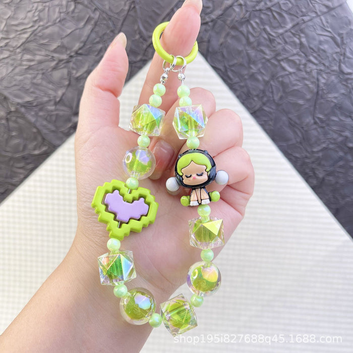 Wholesale Pixel style love bag accessories pendant mobile phone chain pendant beaded pendant