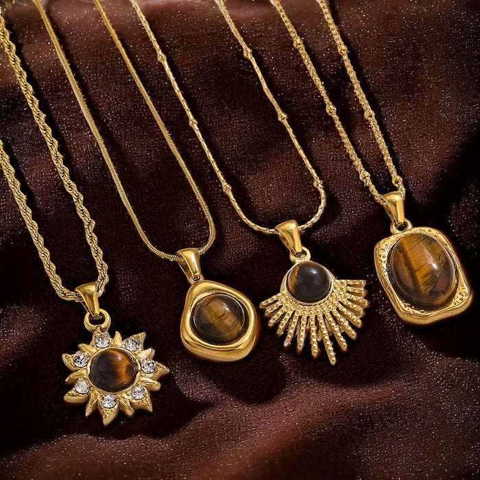 Wholesale Titanium Steel Stone Pendant Jewelry Necklace Accessories Clavicle Chain