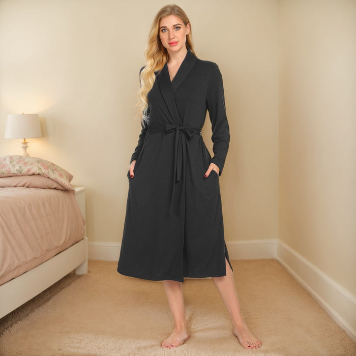 Wholesale Home wear, long sleeved robe with pocket inserts, bathrobe, pajamas