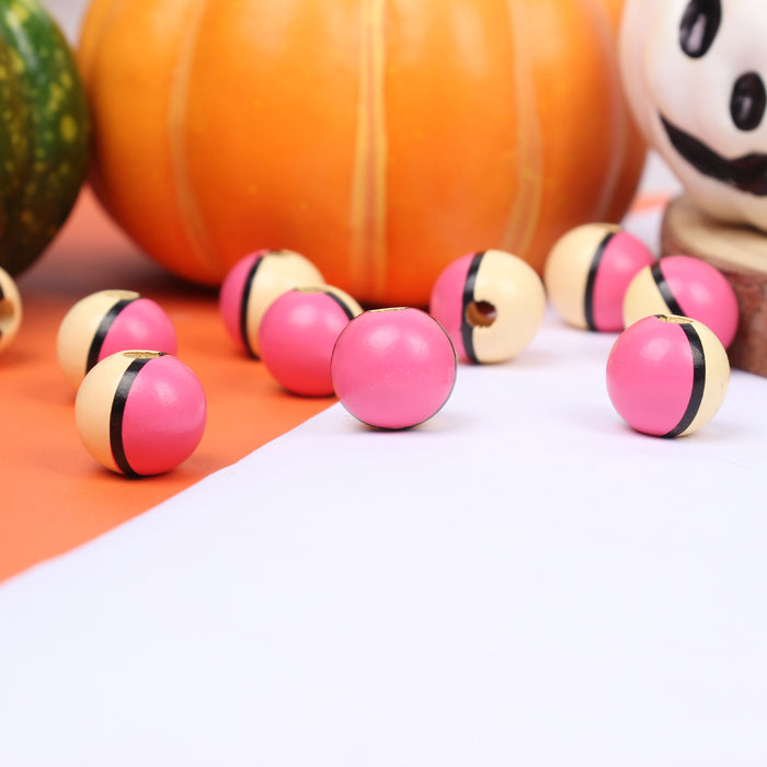 Wholesale 50PCS Halloween Ghost Face DIY Tassel Wooden Beads JDC-BDS-TianYue018