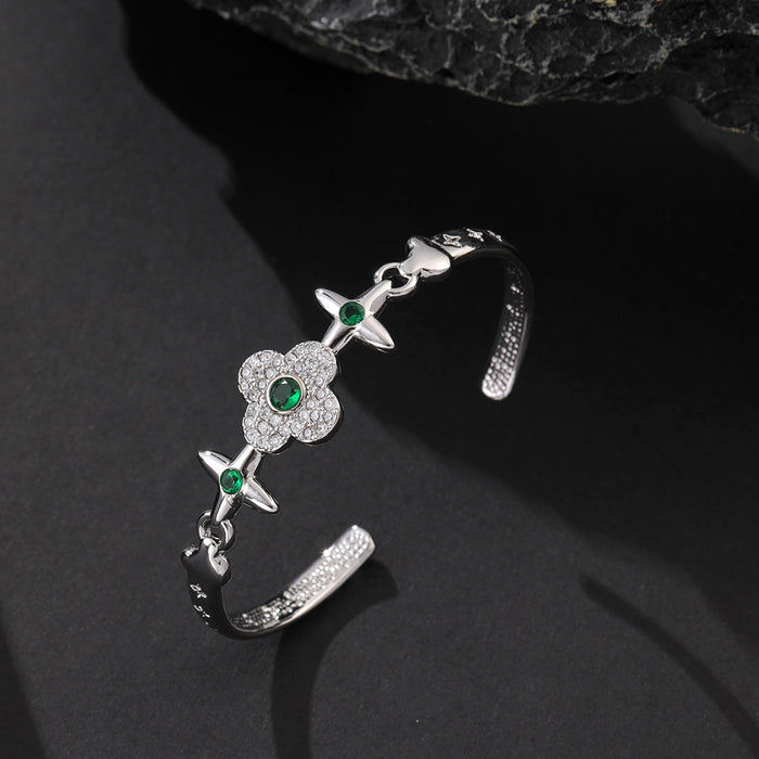 Wholesale High end, super sparkling, diamond studded vintage bracelet with fashionable personality, exquisite commuting, versatile and adjustable opening