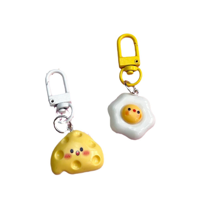 Wholesale Cute Cheese Pouch Egg Keychain Simulation Food Toy Pendant Fun Accessories
