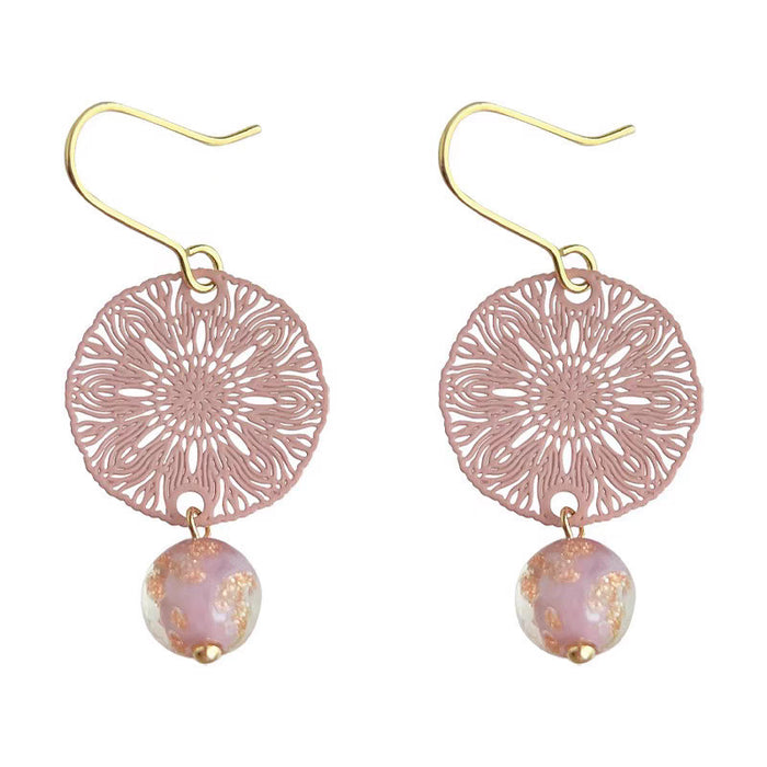 Wholesale Purple Window Glass Bead Earrings Ear Hook Earrings