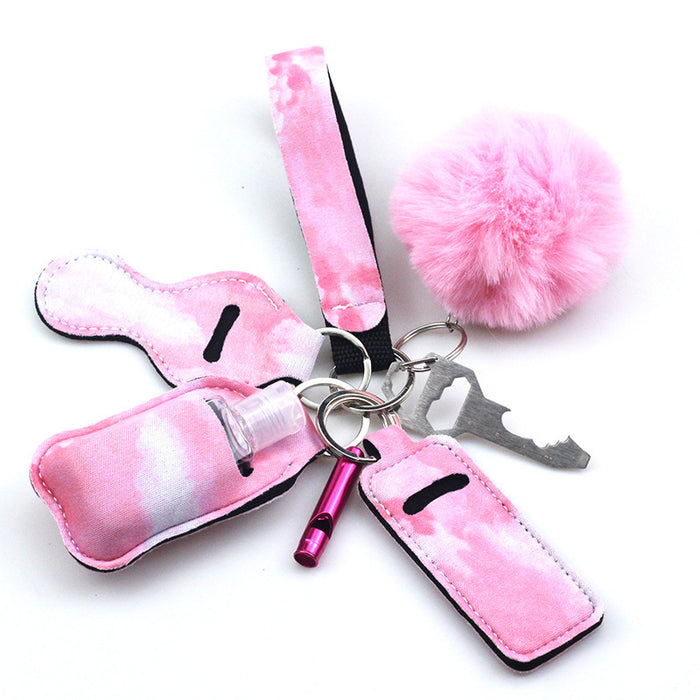 Wholesale Leather Hand Sanitizer Whistle 7-piece Keychain Set JDC-KC-TouMS074