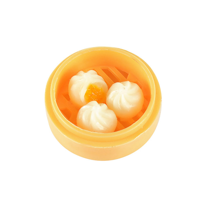 Wholesale Stylish Dim Sum Steamer Basket Keychain PVC Food Charm Car Key Accessory Gift MOQ≥3