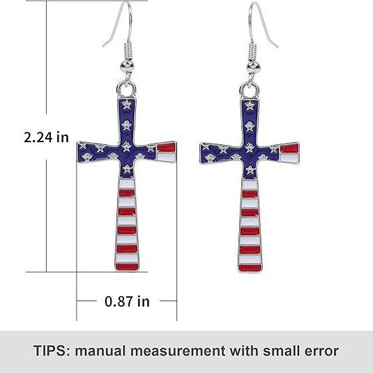 Wholesale Earrings Cross Earrings Drip Oil Star Stripe National Flag Pendant
