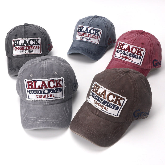 Wholesale Baseball cap, washed with adhesive fabric, letter denim duckbill cap, sun visor hat