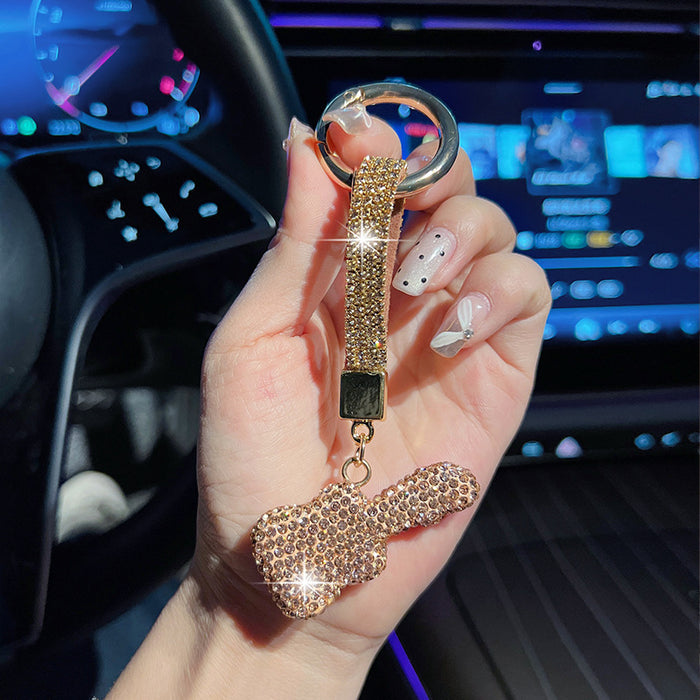 Wholesale Rhinestone Crystal Guitar Keychain Fashion Car Key Ring Pendant