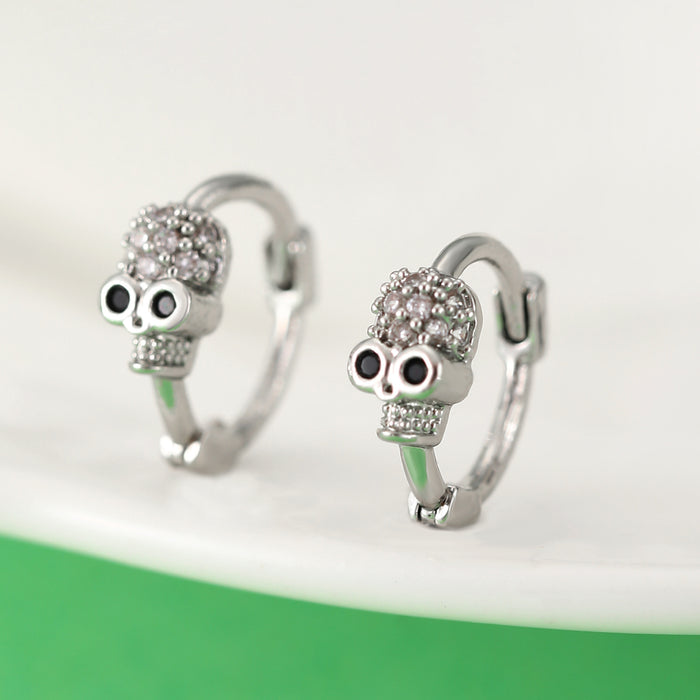 Wholesale Retro Exaggerated Earrings  Gothic Horror Skull Heart Alloy Earrings