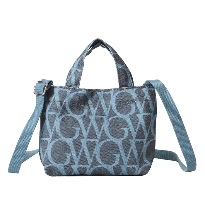 Wholesale Canvas letter printing portable small square bag trendy shoulder messenger bag