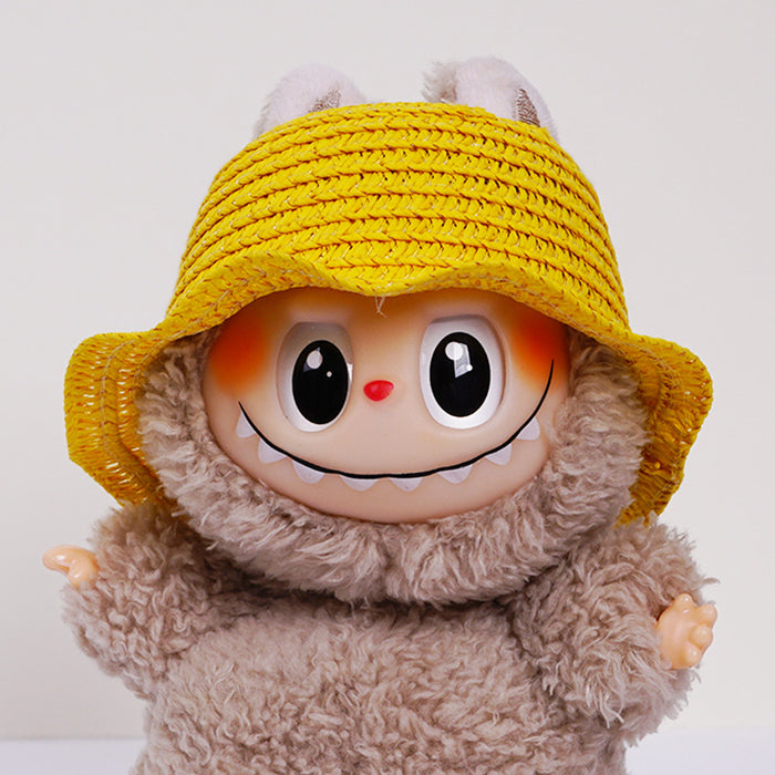 Wholesale  mini hollow top woven straw hat dome wave pull cloth leaking ear hat dress-up baby clothes accessories