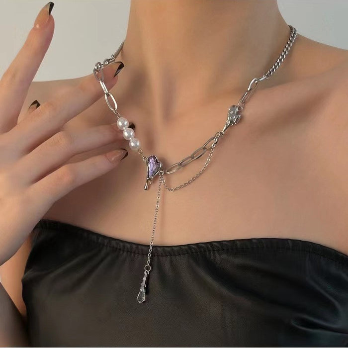 Wholesale Irregular Brooch Moonstone ing Necklace Clavicle Chain