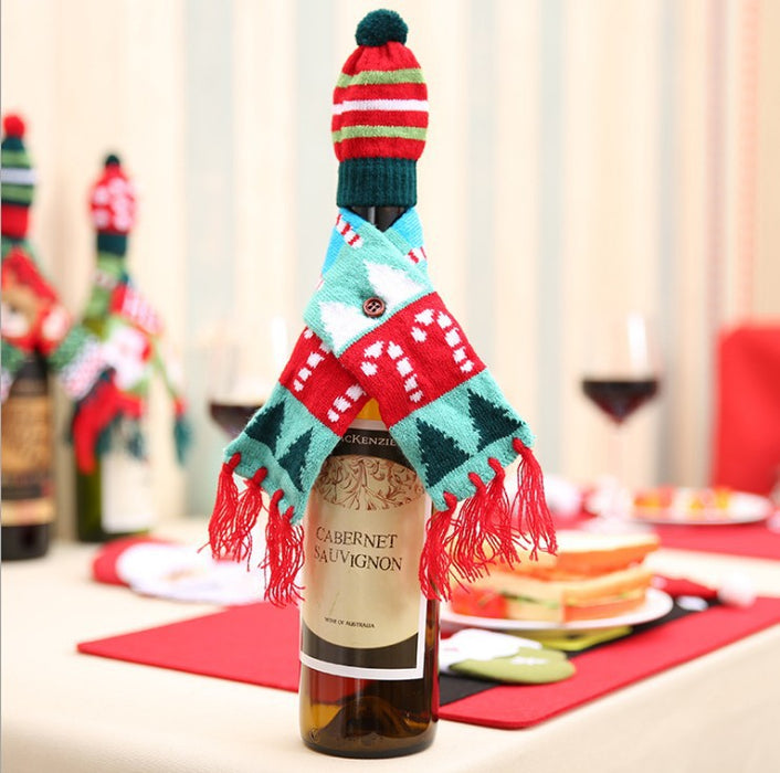 Wholesale New Christmas Wine Bottle Decoration Christmas f Hat Set Christmas Wine Bottle Set