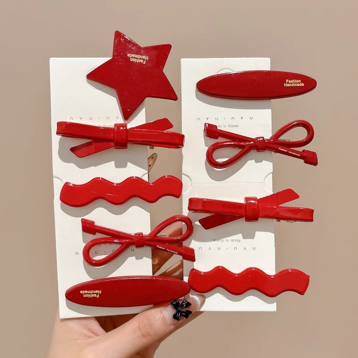 Wholesale  Red Hairpin Women's Traceless One-word Duckbill Clip Front Fringe Clip Side Broken Hair Hairpin Headwear