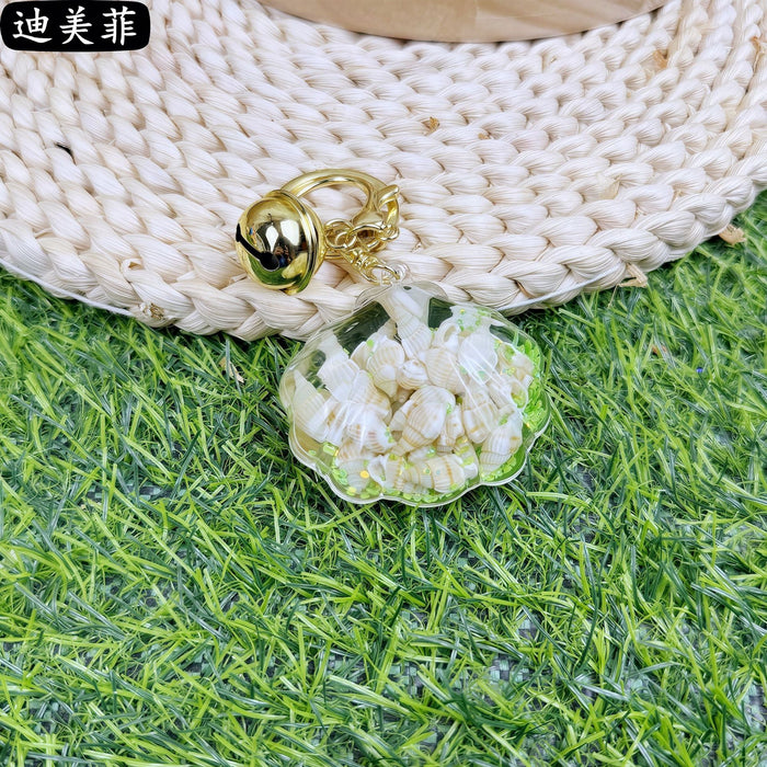 Wholesale Creative Acrylic Oil Shell Conch Exquisite Car Keychain Cute Pink Bag Quicksand Small Pendant Gift