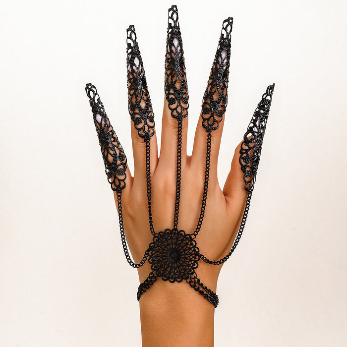 Wholesale jewelry Halloween Gothic style Ghost finger bracelet nail chain ring bracelet