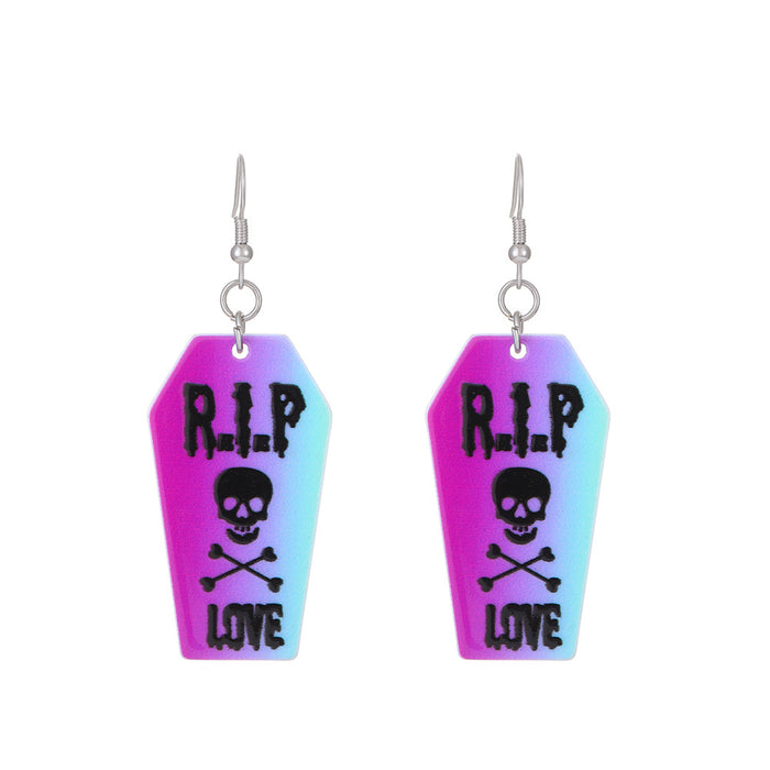 Wholesale  Series Earrings Dark Skull Heart-shaped Earrings Funny Bat Exaggerated Earrings