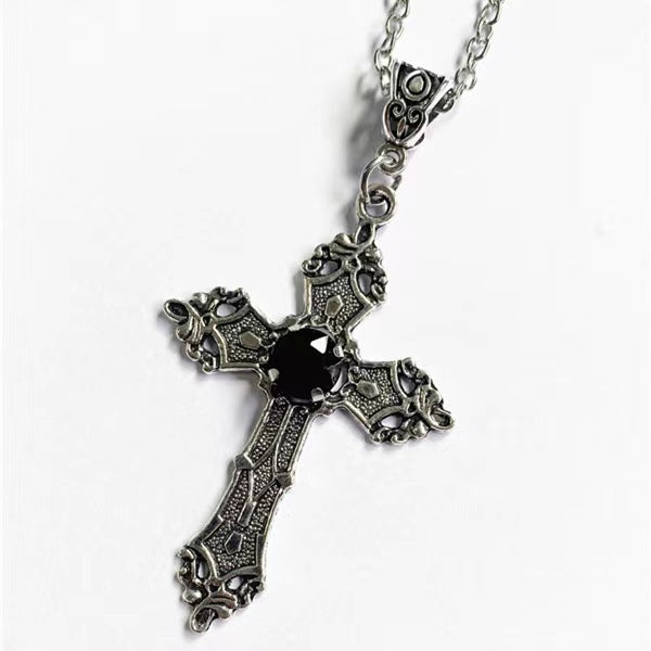 Wholesale Creative Flower Pattern Cross Diamond Necklace