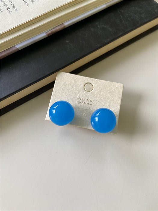 Wholesale New Colored Candy Ball Earrings Silver Needle Temperament Round Earrings Earrings