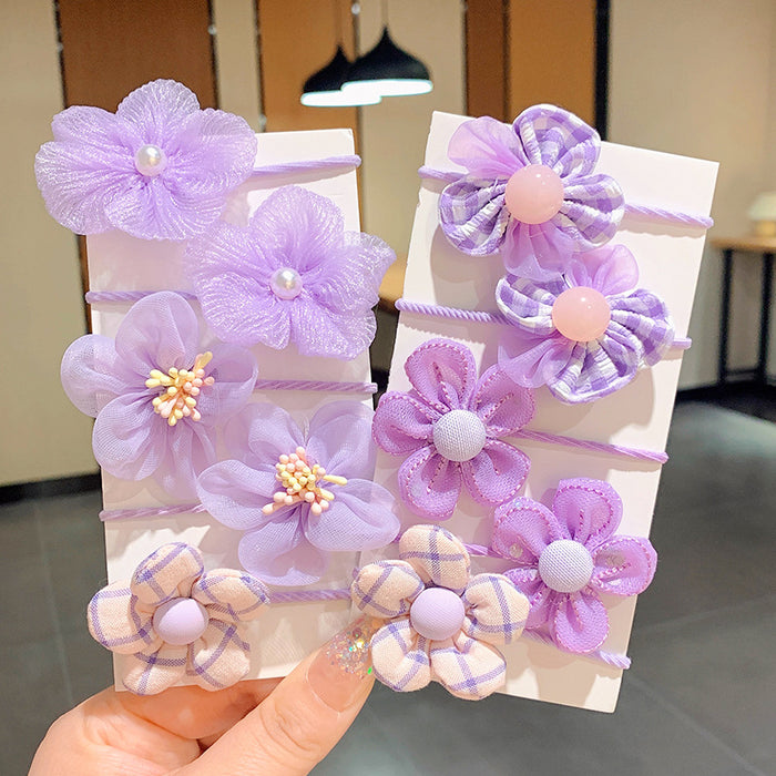 Wholesale Mesh lace children' s hair ring head rope rubber band set flower cartoon cute treasure hair accessories do not hurt hair