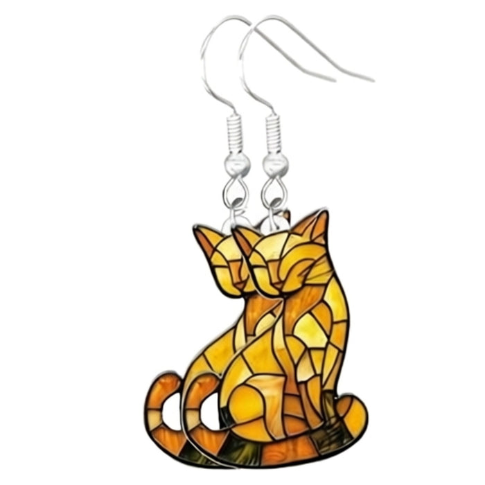 Wholesale Acrylic Double-Sided Lucky Cat Earrings Trendy Fashion Accessory
