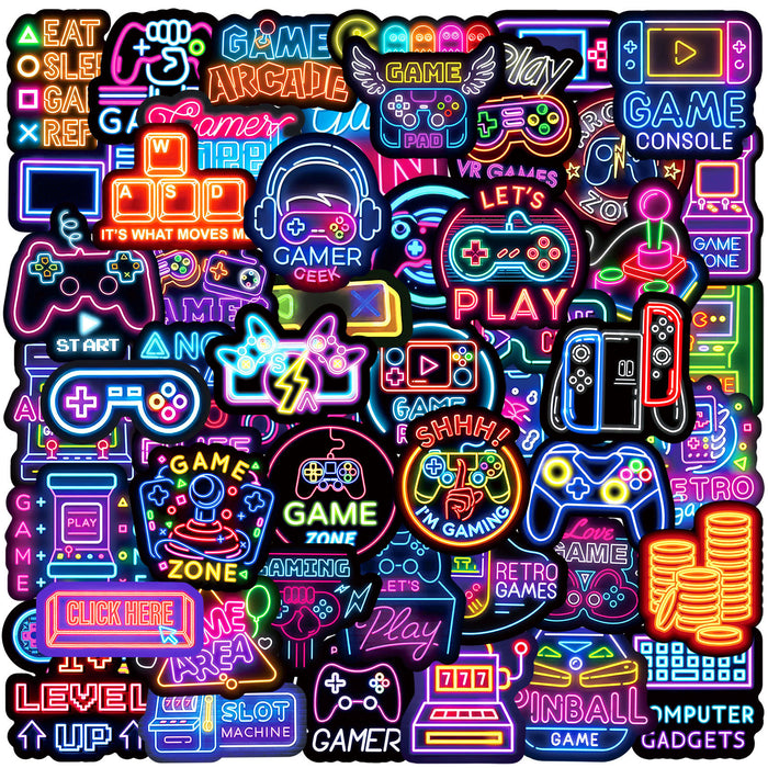 Wholesale 100pcs Neon Game Controller Graffiti Stickers Luggage Car Notebook Skateboard Water Cup Waterproof Decorative Stickers