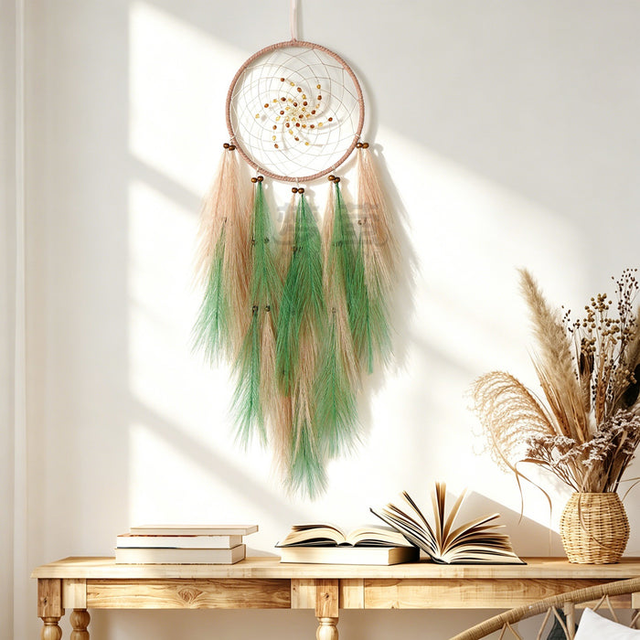 Wholesale Artificial Pampas Grass Dreamcatcher Wall Hanging with Reed Wind Chime MOQ≥2
