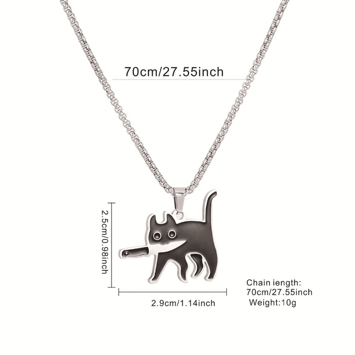 Wholesale Cross-border Halloween Knife-biting Cat Necklace Versatile Sweater Chain